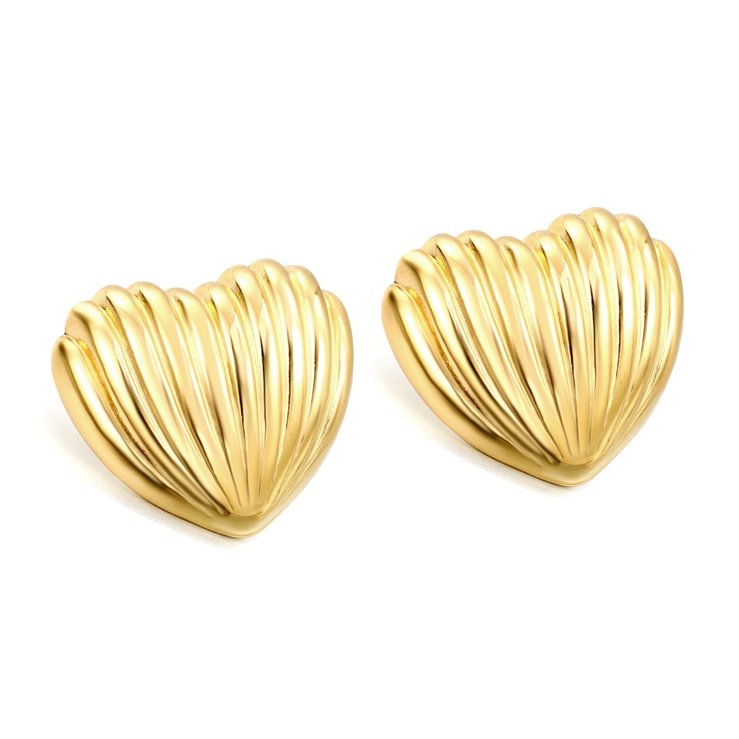 Surface more vertical stripes in the shape of a love heart stud earrings asonjewelry