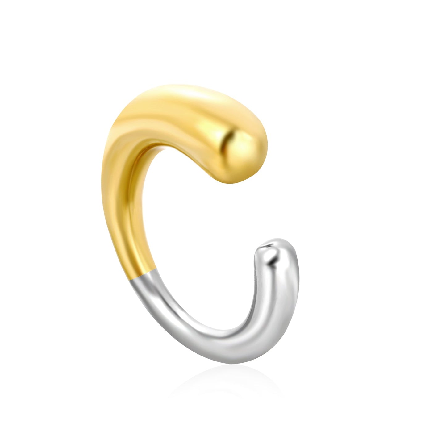 C-Shaped Elegant Thick Mixed-Color Open Ring asonjewelry