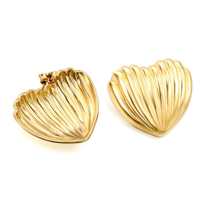 Surface more vertical stripes in the shape of a love heart stud earrings asonjewelry