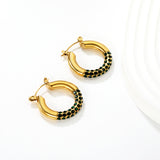 4.2mm Ear Hooks*24mm Outer Diameter with White Rhinestones / Emerald Earrings in Gold