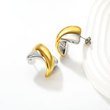16.2*23mm X-Shaped Stud Earrings Steel/Gold/Mixed Colors