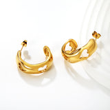 10.3*27mm C-Shaped Openwork Heart Stud Earrings Gold