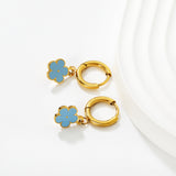 2.0*8.5mm inner ear hook + 8.2mm light blue/purple/yellow/orange/white/pink/green/red sunflower earrings in gold