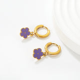 2.0*8.5mm inner ear hook + 8.2mm light blue/purple/yellow/orange/white/pink/green/red sunflower earrings in gold