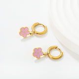2.0*8.5mm inner ear hook + 8.2mm light blue/purple/yellow/orange/white/pink/green/red sunflower earrings in gold