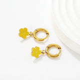 2.0*8.5mm inner ear hook + 8.2mm light blue/purple/yellow/orange/white/pink/green/red sunflower earrings in gold