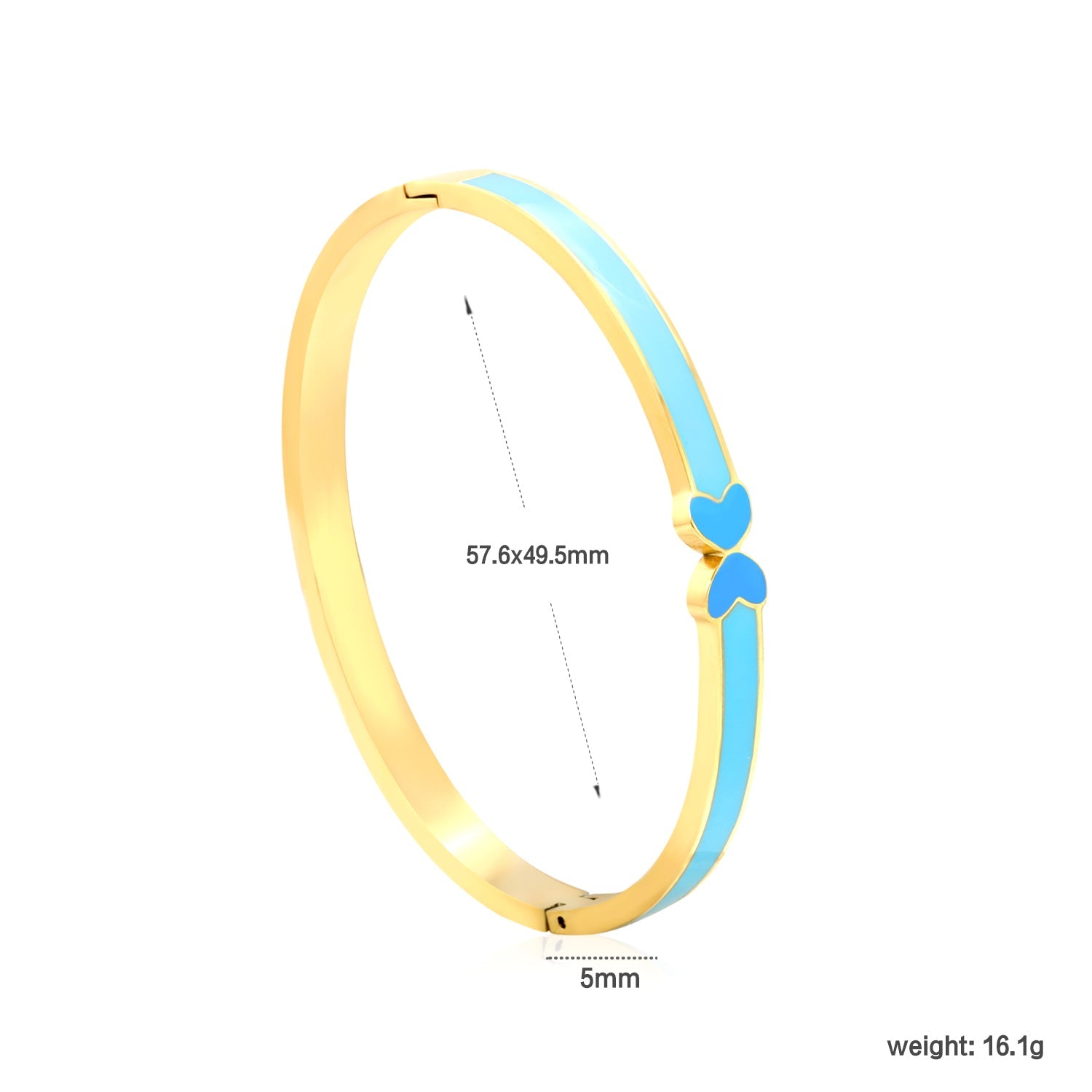 5mm Blue Drip Oil Snap Bracelet Thickness 2.5*Inner Diameter 57.6*49.6mm Gold Color asonjewelry