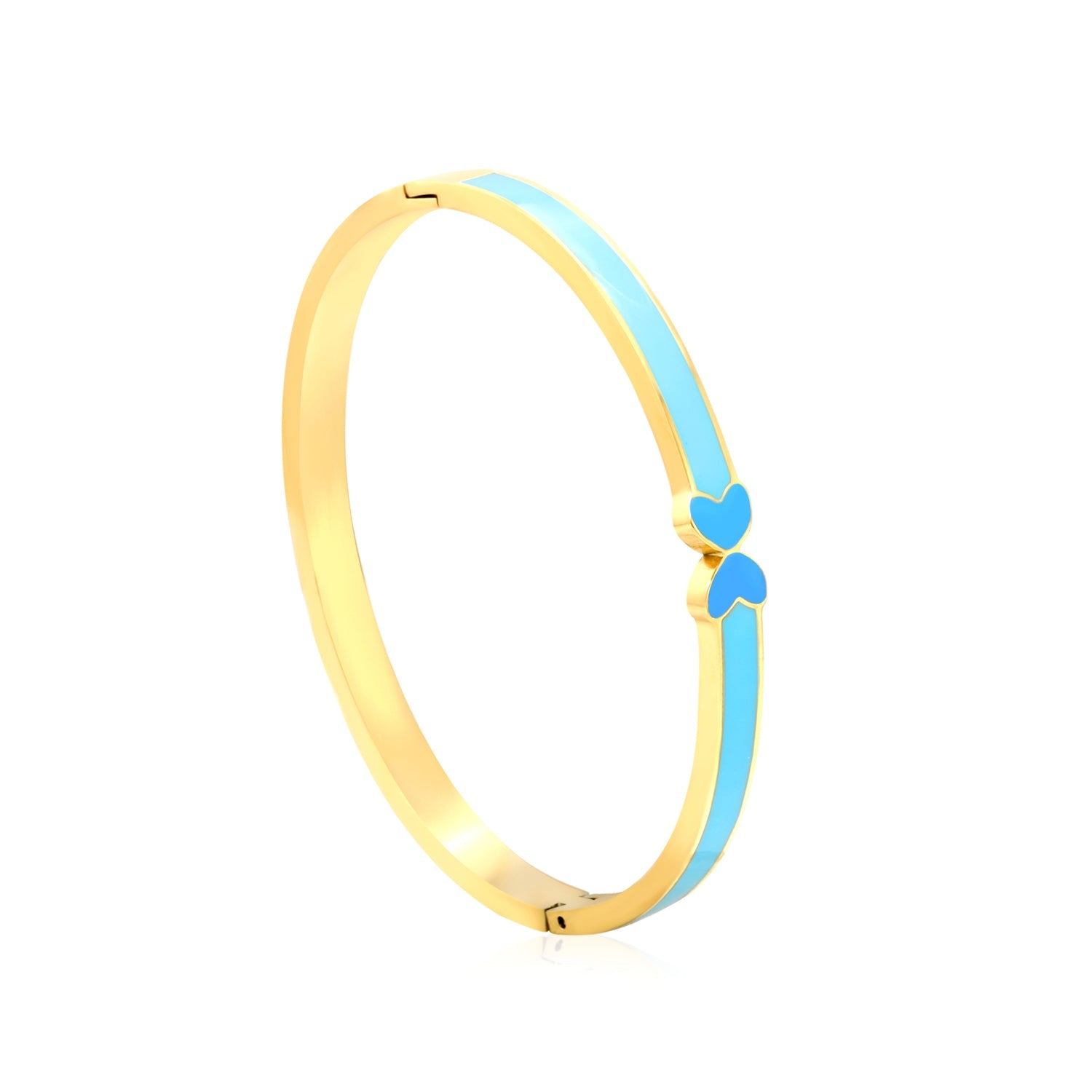 5mm Blue Drip Oil Snap Bracelet Thickness 2.5*Inner Diameter 57.6*49.6mm Gold Color asonjewelry