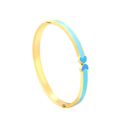 5mm Blue Drip Oil Snap Bracelet Thickness 2.5*Inner Diameter 57.6*49.6mm Gold Color asonjewelry