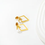 12.5*21.2mm Geometric Diamond Double-Wear Stud Earrings in Gold