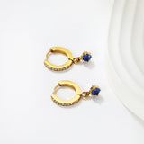 1.5mm x 9mm Powder-Cast Ear Hook + 4mm Round Diamond Earrings, Gold