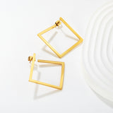 29.3mm Openwork Irregular Square Stud Earrings, Gold