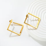 29.3mm Openwork Irregular Square Stud Earrings, Gold