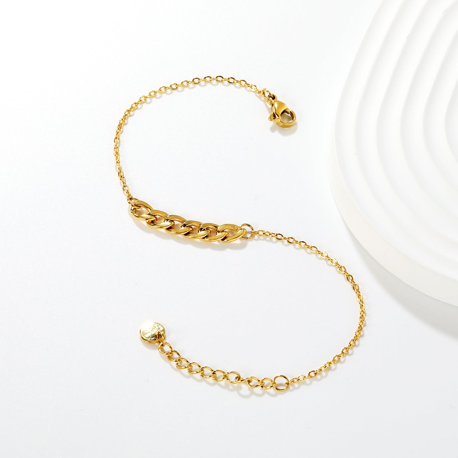 5mm NK Chain: 25mm Chain Accent 0.4 Cross Chain Round Tag Bracelet Gold asonjewelry