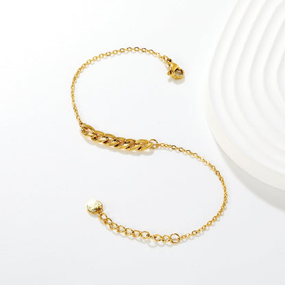 5mm NK Chain: 25mm Chain Accent 0.4 Cross Chain Round Tag Bracelet Gold asonjewelry