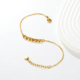 5mm NK Chain: 25mm Chain Accent 0.4 Cross Chain Round Tag Bracelet Gold