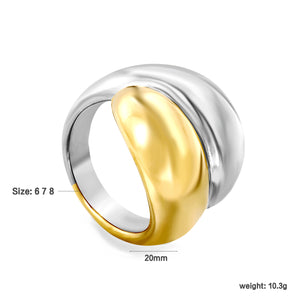 20mm Two - Tone Single Ring with Double Water - Drop Motifs