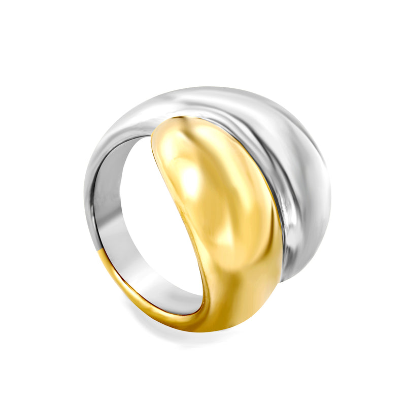 20mm Two - Tone Single Ring with Double Water - Drop Motifs