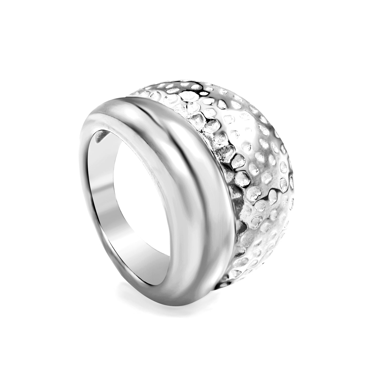 PVD plating process 18k gold stainless steel double layer hammered glossy ring stainless steel ring asonjewelry