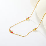5*9mm Candy Pendant 0.35mm Cross Chain Round Tag Necklace Gold