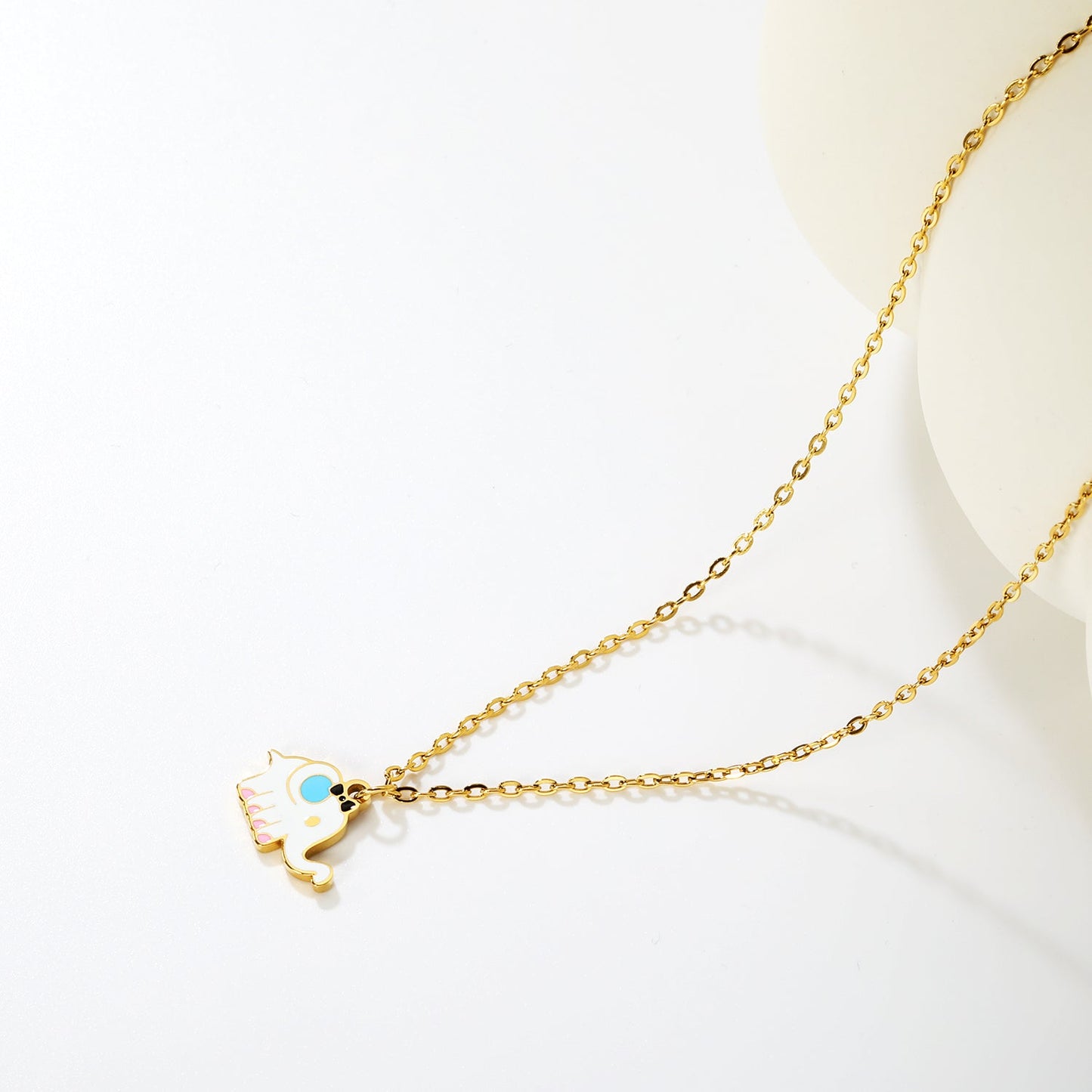 15.3*9.5mm Elephant Pendant 0.4 Cross Chain Round Tag Necklace Gold asonjewelry