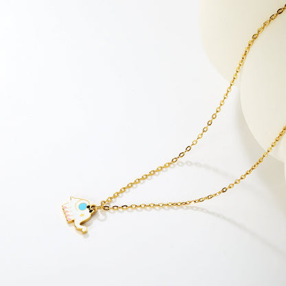 15.3*9.5mm Elephant Pendant 0.4 Cross Chain Round Tag Necklace Gold asonjewelry