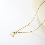 15.3*9.5mm Elephant Pendant 0.4 Cross Chain Round Tag Necklace Gold