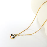 12.6*13.3mm Penguin Pendant 0.4mm Cross Chain Round Tag Necklace Gold