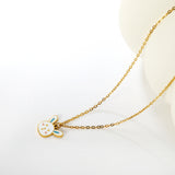 14.7*13.1mm Rabbit Pendant 0.4 Cross Chain Round Tag Necklace Gold