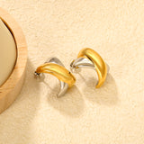 16.2*23mm X-Shaped Stud Earrings Steel/Gold/Mixed Colors