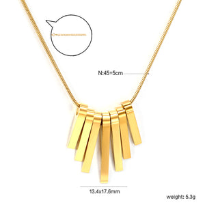 7 long and short vertical bar accessories necklace 40+5cm gold color