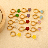 2.0*8.5mm inner ear hook + 8.2mm light blue/purple/yellow/orange/white/pink/green/red sunflower earrings in gold
