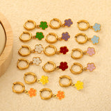 2.0*8.5mm inner ear hook + 8.2mm light blue/purple/yellow/orange/white/pink/green/red sunflower earrings in gold