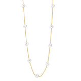 7pcs 8mm white pearl beads necklace 1.2mm*42+5cm gold color