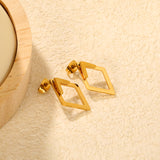 12.5*21.2mm Geometric Diamond Double-Wear Stud Earrings in Gold