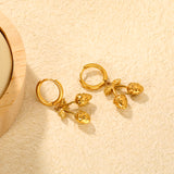 2.0mm x 10mm + 17x16mm Strawberry Earrings, Gold