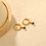 1.5mm x 9mm Powder-Cast Ear Hook + 4mm Round Diamond Earrings, Gold