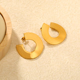 29*30mm Polished Irregular C-Shaped Stud Earrings in Gold