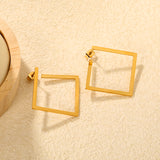 29.3mm Openwork Irregular Square Stud Earrings, Gold