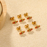 3 pairs of 5*9mm candy stud earrings in gold