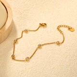 5mm 6x Round Disc Diamond Bead 19+3cm + 6mm Round End Cap Bracelet, Gold