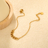 5mm NK Chain: 25mm Chain Accent 0.4 Cross Chain Round Tag Bracelet Gold