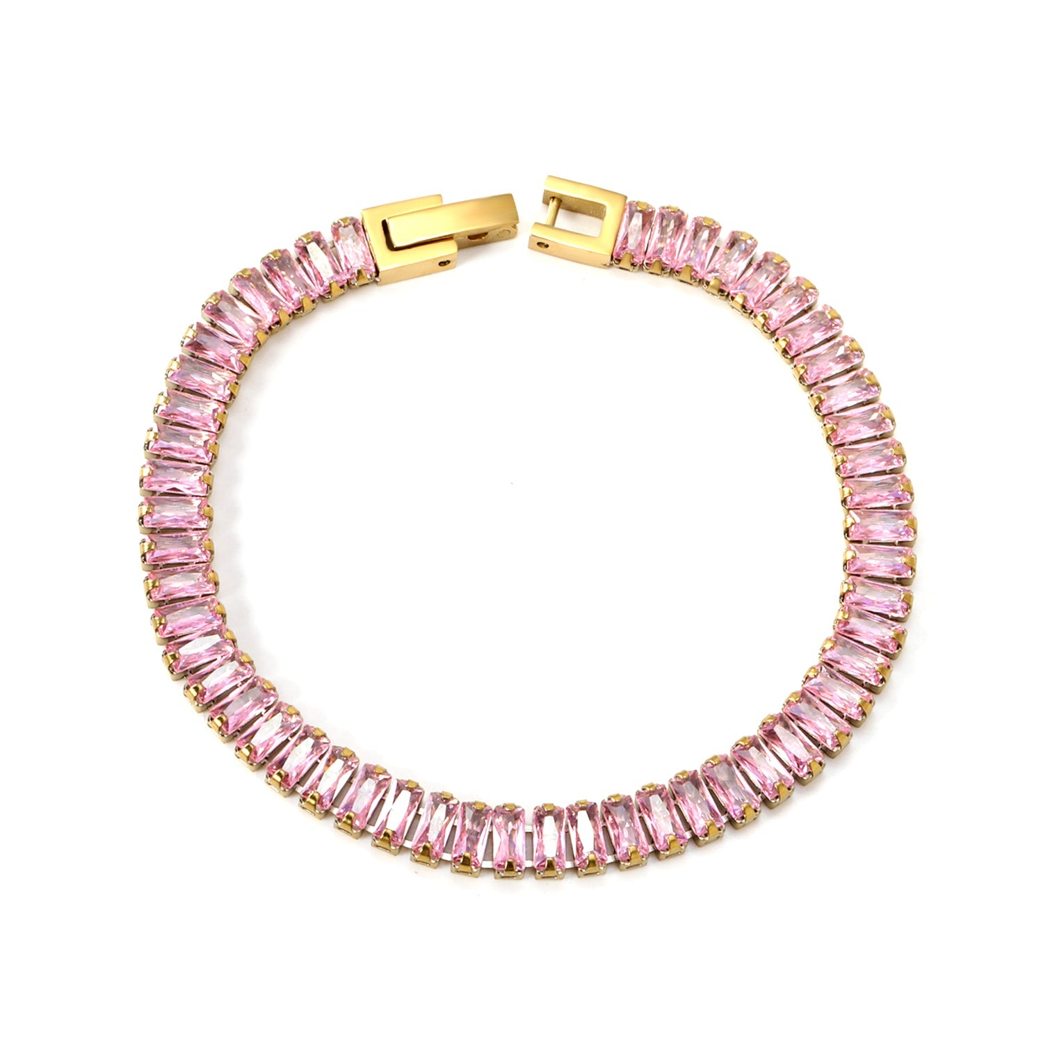 5.6*2.5mm rectangle white/black/purple/blue/pink diamonds clasp bracelet 18cm steel & gold color asonjewelry