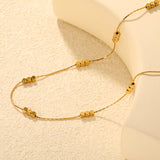 27 Chamfered Square Blocks 3mm Hammered Square Round Tag Necklace Gold