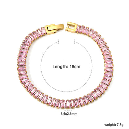 5.6*2.5mm rectangle white/black/purple/blue/pink diamonds clasp bracelet 18cm steel & gold color asonjewelry