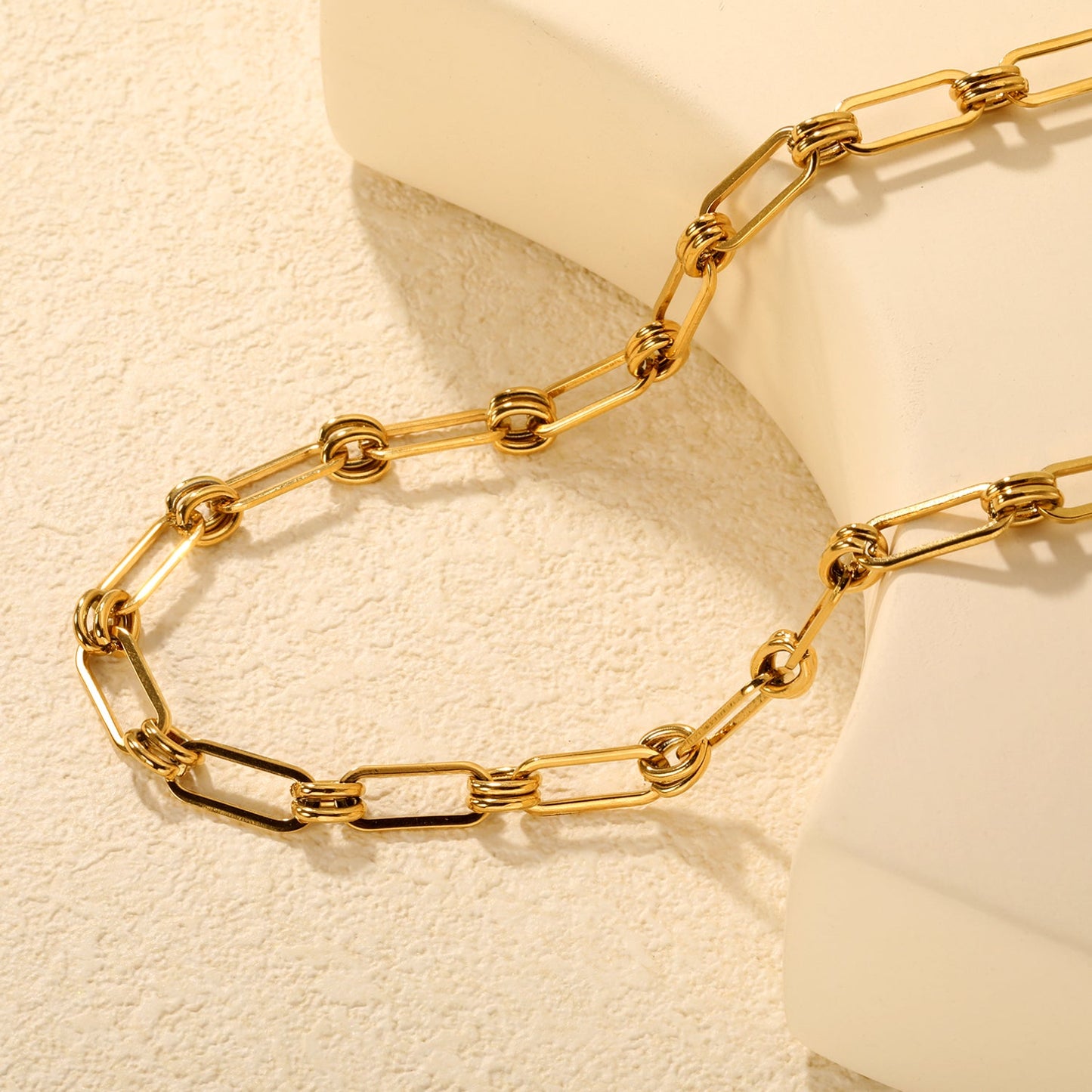 Vintage-Inspired Thick Gold Chain Necklace asonjewelry