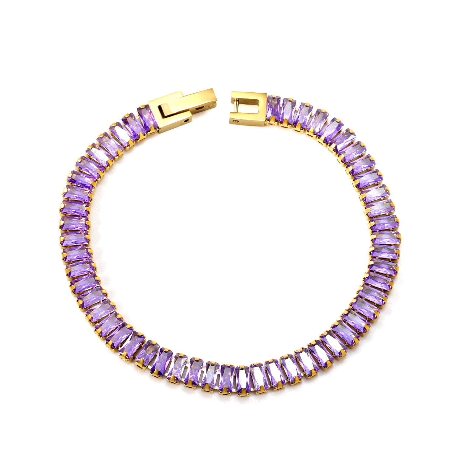 5.6*2.5mm rectangle white/black/purple/blue/pink diamonds clasp bracelet 18cm steel & gold color asonjewelry
