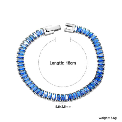 5.6*2.5mm rectangle white/black/purple/blue/pink diamonds clasp bracelet 18cm steel & gold color asonjewelry