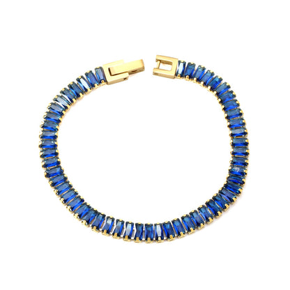 5.6*2.5mm rectangle white/black/purple/blue/pink diamonds clasp bracelet 18cm steel & gold color asonjewelry