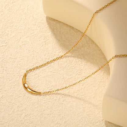 4*25mm Smiling Cat's Eye Stone 0.4mm Cross Chain Round Tassel Pendant Necklace Gold asonjewelry